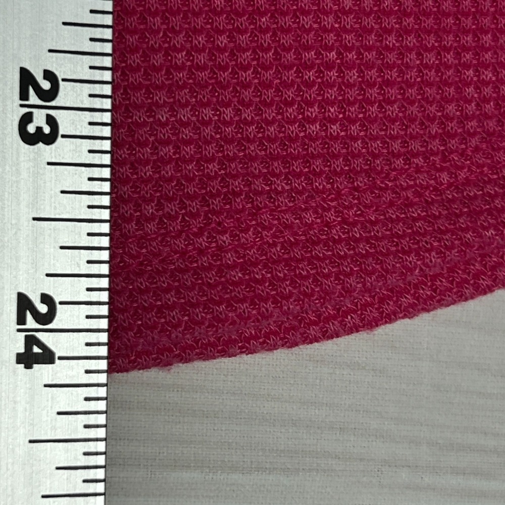 Zenana Top Womens Medium Pink Waffle Knit T-Shirt Long Sleeve Round Neck Solid - Picture 5 of 9